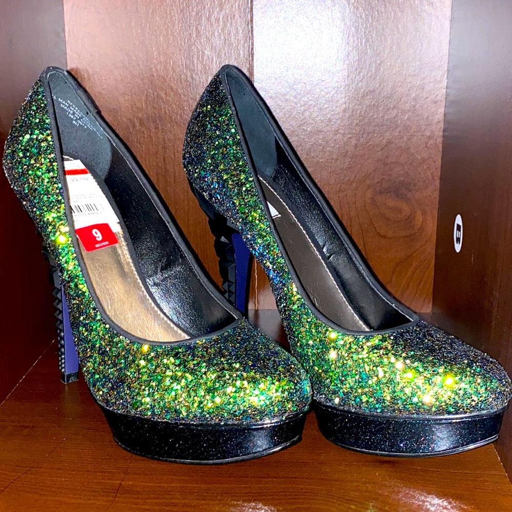 Rachel Roy Rfkeedan 9 Green Sparkly Heels